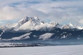 View of mountain peaks and snow in winter time, High Tatras