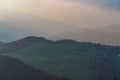 View of a mountain range in the Alps of Europe during sunset. Slopes in Autumn Royalty Free Stock Photo