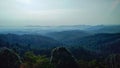 The view of mountain range in the background from Mount Angsi, Negeri Sembilan, Malaysia. Hiking and trekking image. Royalty Free Stock Photo