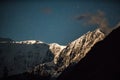 Night view on mountains Akkem Valley in Altai Mountains Natural Park, surroundings of Belukha Mountain