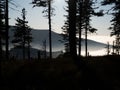 View from mountain range to the valley above fog and clouds Royalty Free Stock Photo