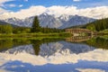 Panoramic Mountain Reflections On Cascade Ponds Royalty Free Stock Photo