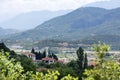 View of the mountain region of Greece, Thessaly, mountain landscape, village in a mountain valley Royalty Free Stock Photo