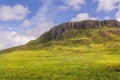 view on view on mountain ridge from Duntulm castle, Isle of Skye, Scotland