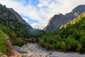 View of mountain river in Kesme Bogaz canyon, Antalya province in Turkey