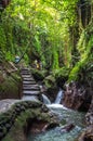 View on a mountain river and waterfall in Sacred Monkey forest