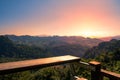 View of the mountain scenery at sunset time