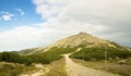 View of the mountain Sniezka, hiking trail Royalty Free Stock Photo