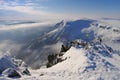 View from mountain Sniezka in winter