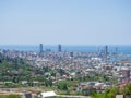 View from the mountain to the modern city. Beautiful cityscape. Batumi from above