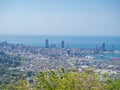 View from the mountain to the modern city. cityscape. Batumi from above. City by the sea