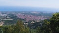 view of the mountain town of Litochoro from Mount Olympus in Greece. Royalty Free Stock Photo