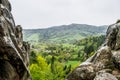 View of mountain village from rocks of Tustan