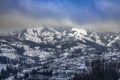 View of the mountain village of Santo Stefano d\'Aveto, in wintertime, province of Genoa, Italy Royalty Free Stock Photo