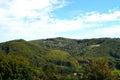 View of the mountainous landscape of the Beskydy Mountains from the castle lookout