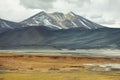 View of mountains and Aguas calientes or Piedras rojas salt Lake in Sico Pass Royalty Free Stock Photo