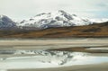 View of mountains and Aguas calientes salt Lake in Sico Pass