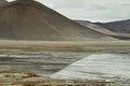 View of mountains and Aguas calientes salt Lake in Sico Pass Royalty Free Stock Photo