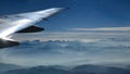 View of mountains and valley from airplane window