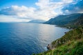 View of mountains and blue sea in the Italian natural reserve or Riserva dello Zingaro in Sicily, Italy Royalty Free Stock Photo
