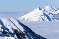 View on mountains and blue sky above clouds Royalty Free Stock Photo