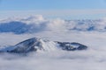 View on mountains and blue sky above clouds Royalty Free Stock Photo