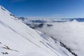 View on mountains and blue sky above clouds Royalty Free Stock Photo