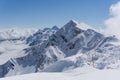 View on mountains and blue sky above clouds Royalty Free Stock Photo