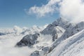 View on mountains and blue sky above clouds Royalty Free Stock Photo