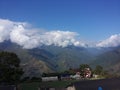 view of the mountains in the clouds. Death road. Coroico, Bolivia Royalty Free Stock Photo