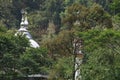 The view of the mountains of Dieng with a building in a mosque in the village