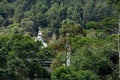 The view of the mountains of Dieng with a building in a mosque in the village Royalty Free Stock Photo