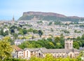 View of mountains and Edimburgh city from Blackford hill Royalty Free Stock Photo