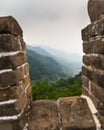 View of the mountains from the Great Wall of China Royalty Free Stock Photo