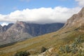 A view of mountains with fynbos in the foreground. Royalty Free Stock Photo