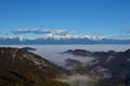 View of mountains Grintovec, Skuta and Kocna in Kamnik-Savinja alps in Slovenia Royalty Free Stock Photo