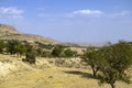 View of mountains hills and steppe vegetation. Royalty Free Stock Photo