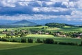 View from the mountains KÃÂ¶nigshainer Berge to a landscape near Goerlitz, Germany