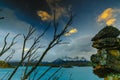 View of the mountains and the lake during the sunrise of Torres del Paine National Park. Autumn in Patagonia, the Royalty Free Stock Photo