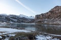 View of mountains landscape. Ercina mountain lake, Covadonga, National Park of Picos de Europa, Spain Royalty Free Stock Photo