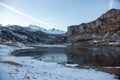 andscape. Ercina mountain lake, Covadonga, National Park of Picos de Europa, Spain Royalty Free Stock Photo