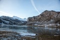 View of mountains landscape. Ercina mountain lake, Covadonga, National Park of Picos de Europa, Spain Royalty Free Stock Photo