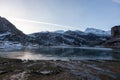 View of mountains landscape. Ercina mountain lake, Covadonga, National Park of Picos de Europa, Spain Royalty Free Stock Photo