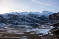 View of mountains landscape. Ercina mountain lake, Covadonga, National Park of Picos de Europa, Spain Royalty Free Stock Photo