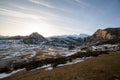 View of mountains landscape. Ercina mountain lake, Covadonga, National Park of Picos de Europa, Spain Royalty Free Stock Photo