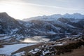 View of mountains landscape. Ercina mountain lake, Covadonga, National Park of Picos de Europa, Spain Royalty Free Stock Photo