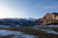 View of mountains landscape. Ercina mountain lake, Covadonga, National Park of Picos de Europa, Spain Royalty Free Stock Photo