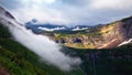 View of the mountains from Logan`s Pass in Glacier National Park Montana