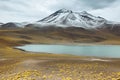 View of mountains and Miscanti lagoon in Sico Pass