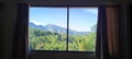 View Mountains outside window Royalty Free Stock Photo